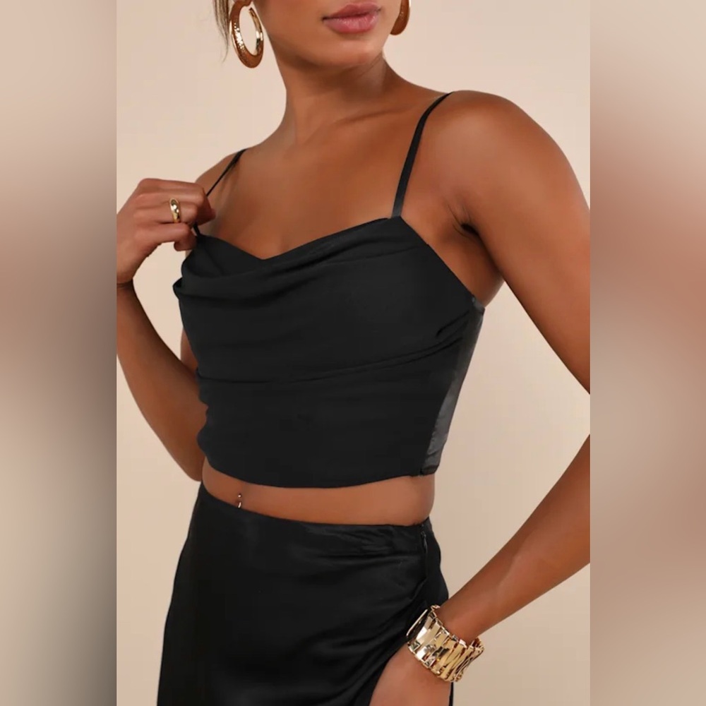 Lulus Forever Feeling Flirty Black Mesh Sleeveless Bustier Top - Picture 4 of 8